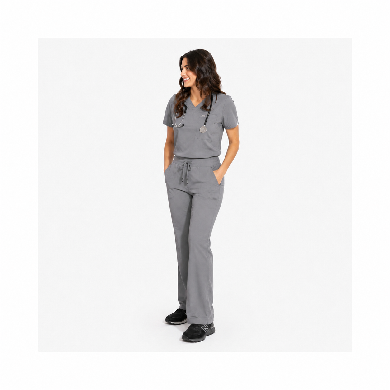 Mercyluxe Women’s Classic V-Neck Wide-Leg Scrub Set