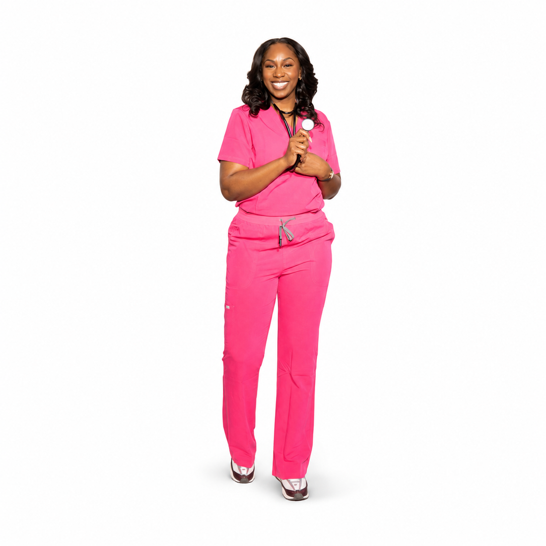 Mercyluxe Women’s Classic V-Neck Wide-Leg Scrub Set
