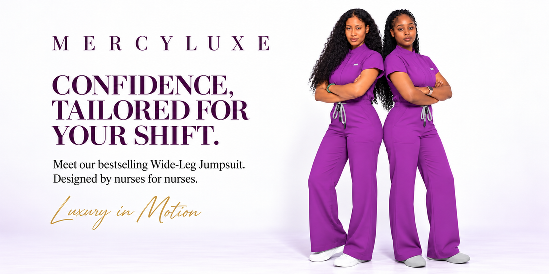 MERCYLUXE Women’s Wide-Leg Scrub Jumpsuit